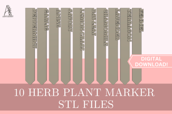 10 Herb Garden Markers Vol 2 STL Files
