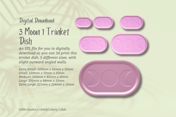 3 Moon Trinket Dish STL File - Digital D