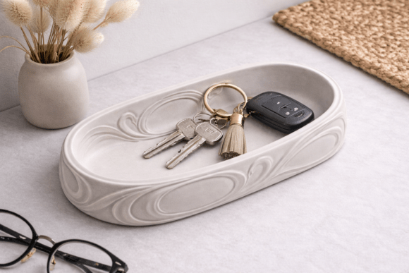 Art Nouveau Jewelry Tray - Oval Dish for Modern Spaces