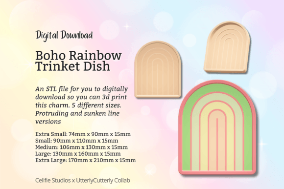 Boho Rainbow Trinket Dish STL File - Dig