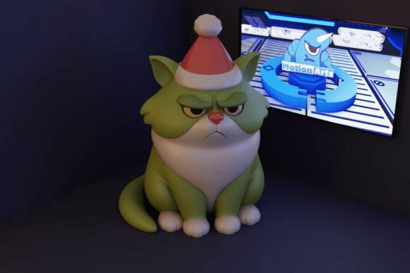 Grumpy Cat with Santa Hat: A Festive 3D Printable Model for Creators