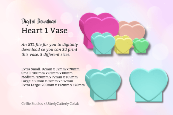 Heart Vase 1 STL File - Digital Download