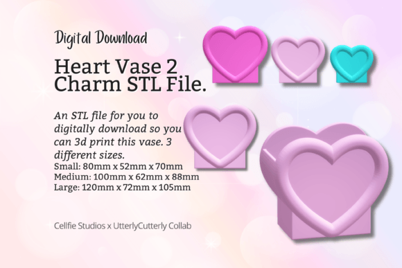 Heart Vase 2 STL File - Digital Download: A Versatile 3D Print for Your Home