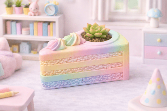 Mini Cake Planter STL - Tiny Desk Decor: The Sweetest Upgrade for Your 3D Printing Projects