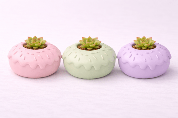 Mini Donut Planter STL - Tiny Desk Decor
