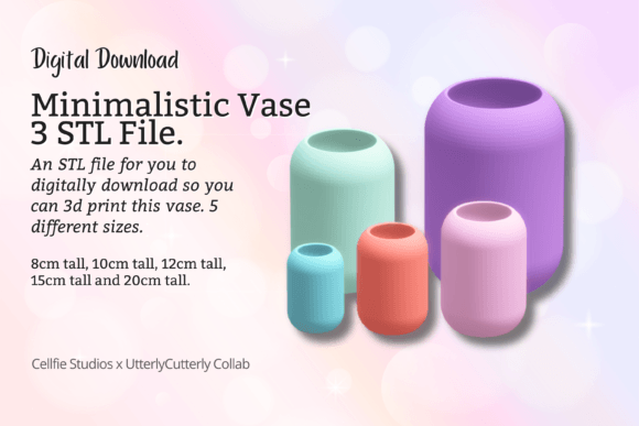 Minimalistic 3 Vase STL File - Digital