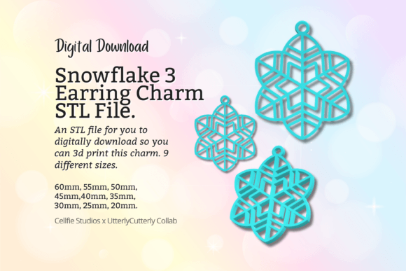 Snowflake 3 Earring Charm STL File - Dig: Your Ultimate Guide to Custom Winter Jewelry