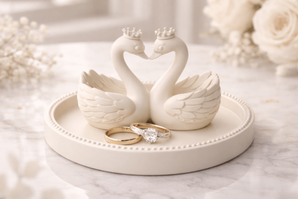 Swan Wedding Ring Dish STL: A Romantic 3D Print