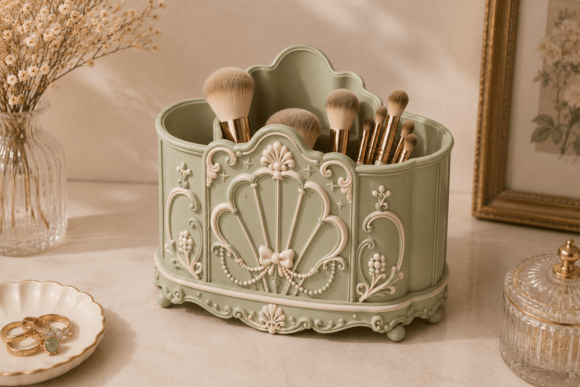 Vintage Rococo Makeup Brush Holder STL: A Timeless Addition to Your Beauty Space